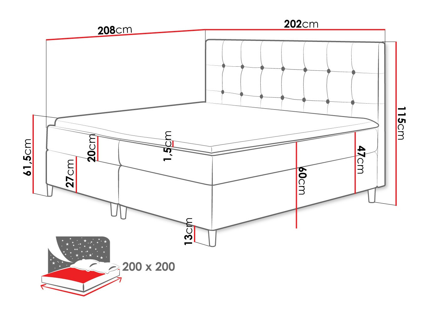 Boxspring krevet Caseus (Magic Velvet 2257)