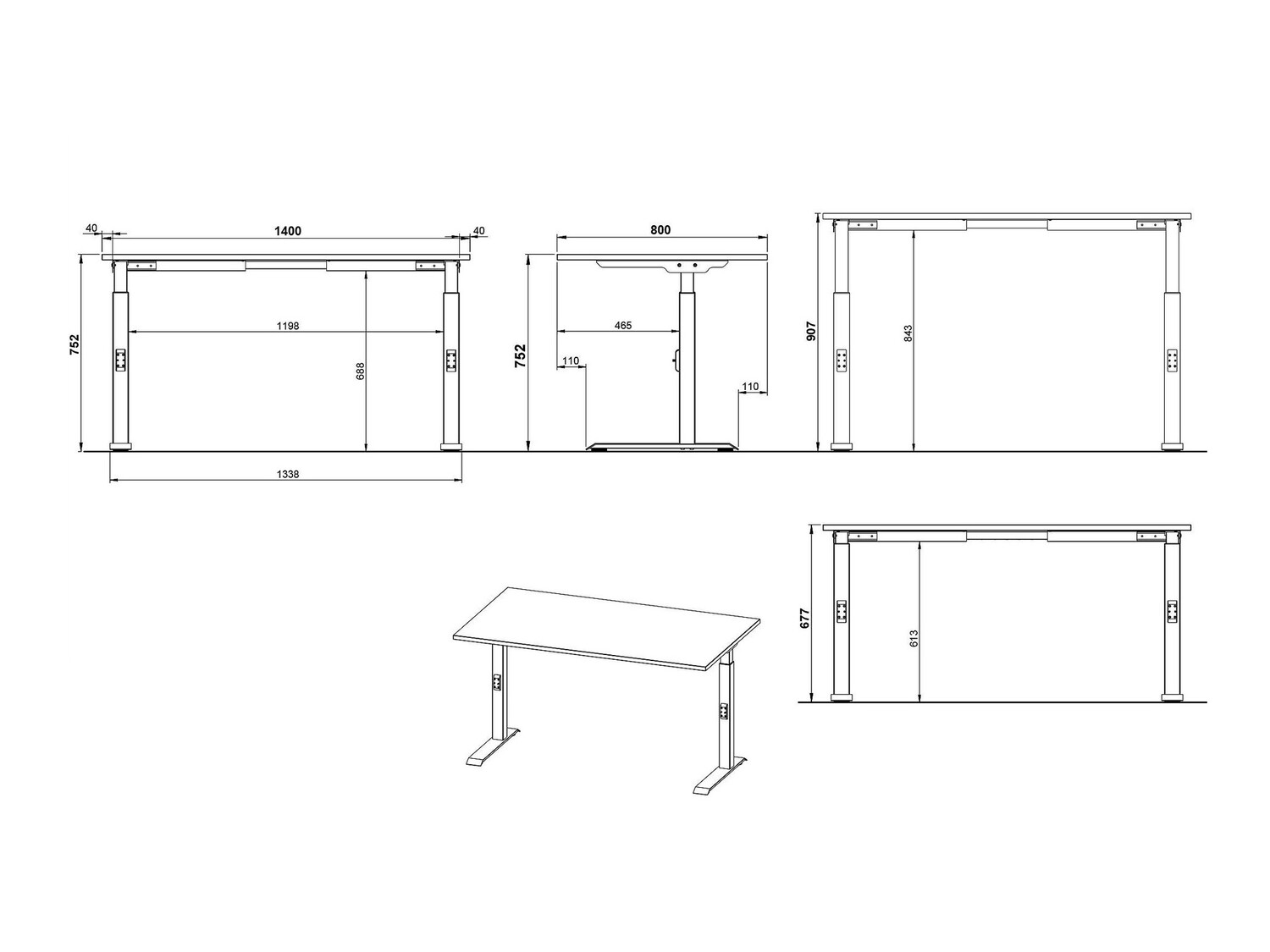 Kancelarijski sto Feltoru 109 (Graphite)