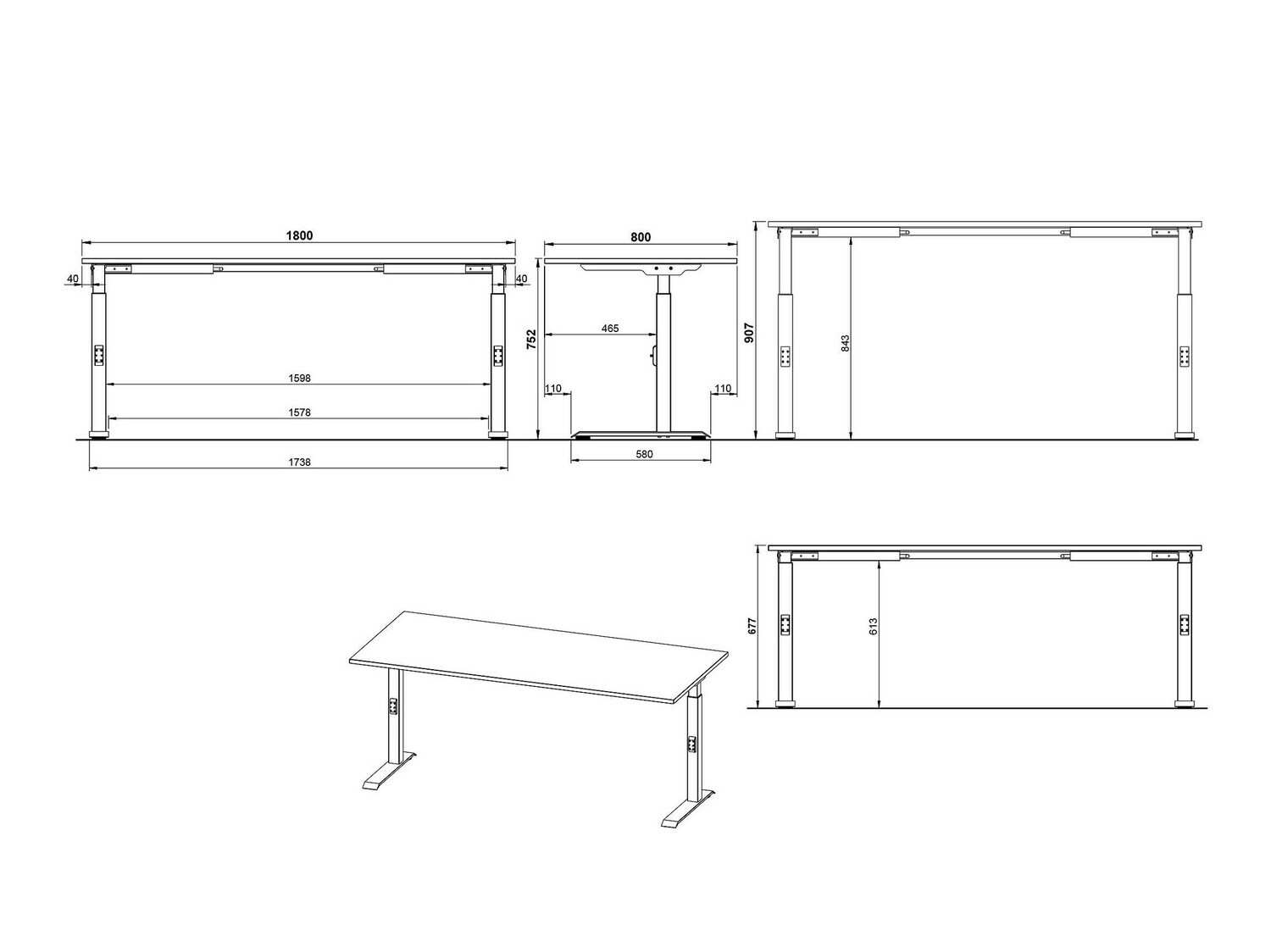 Kancelarijski sto Feltoru 117 (Graphite)
