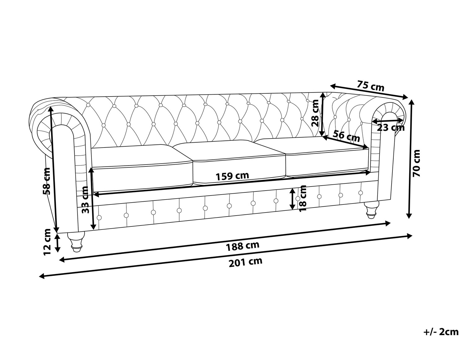 Česterfild sofa Cirdoro 101 (Crvena)