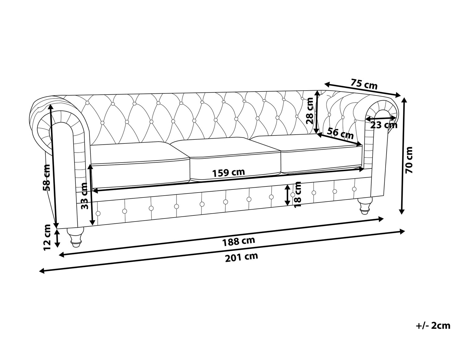 Česterfild sofa Cirdoro 101 (Ljubičasta)