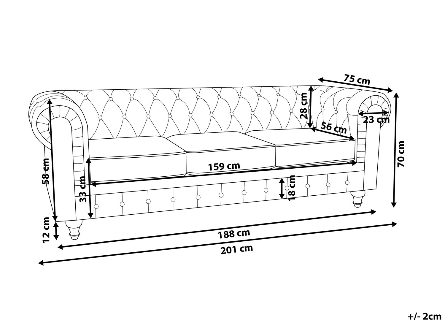Česterfild sofa Cirdoro 101 (Plava)