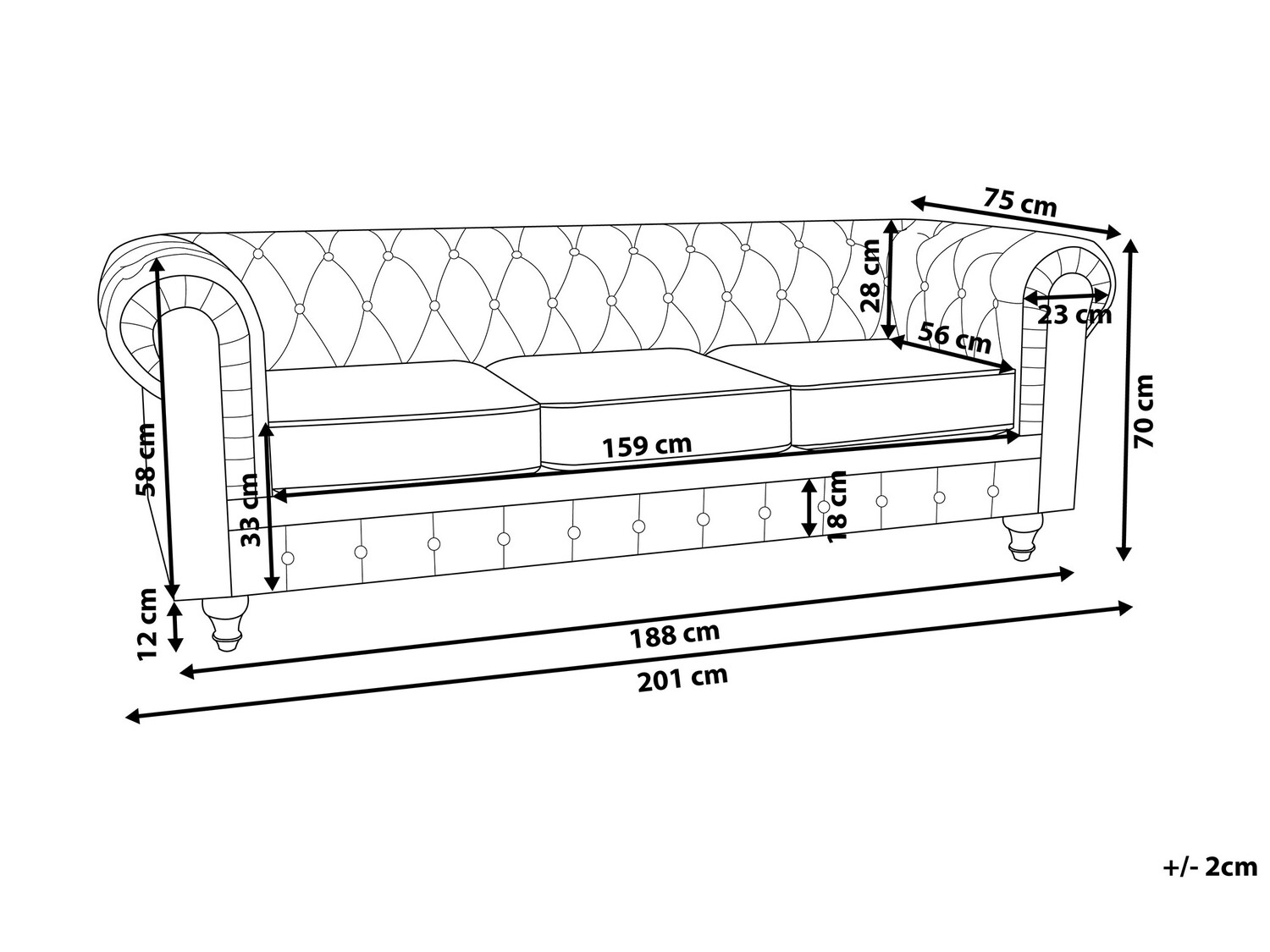 Česterfild sofa Cirdoro 101 (Zelena)