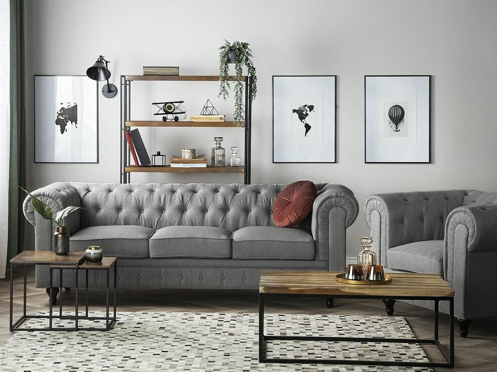 Česterfild sofa Cirdoro 104 (Sivo)