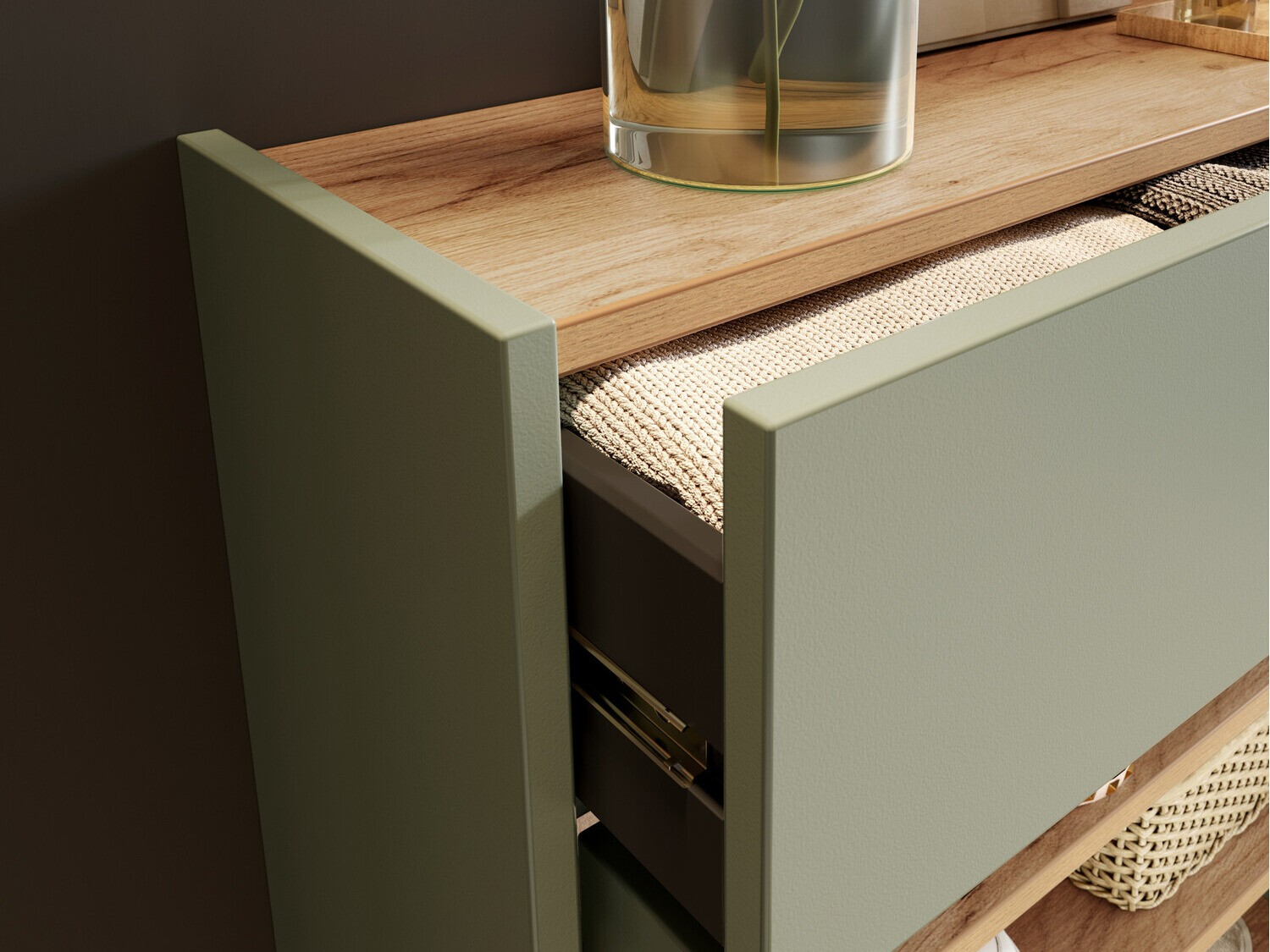 Set za hodnik Cirsale 104 (Прашњаво зелена + Navarra hrast)