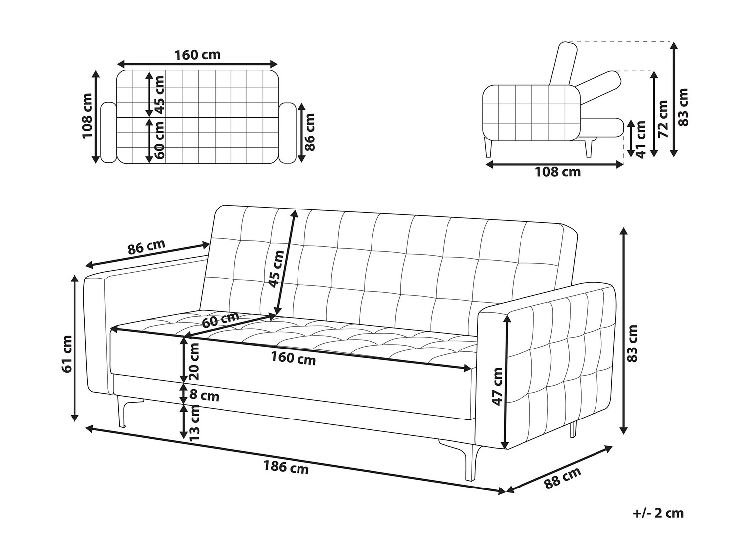 Sofa na razvlačenje Felvena 100 (Tirkizna)