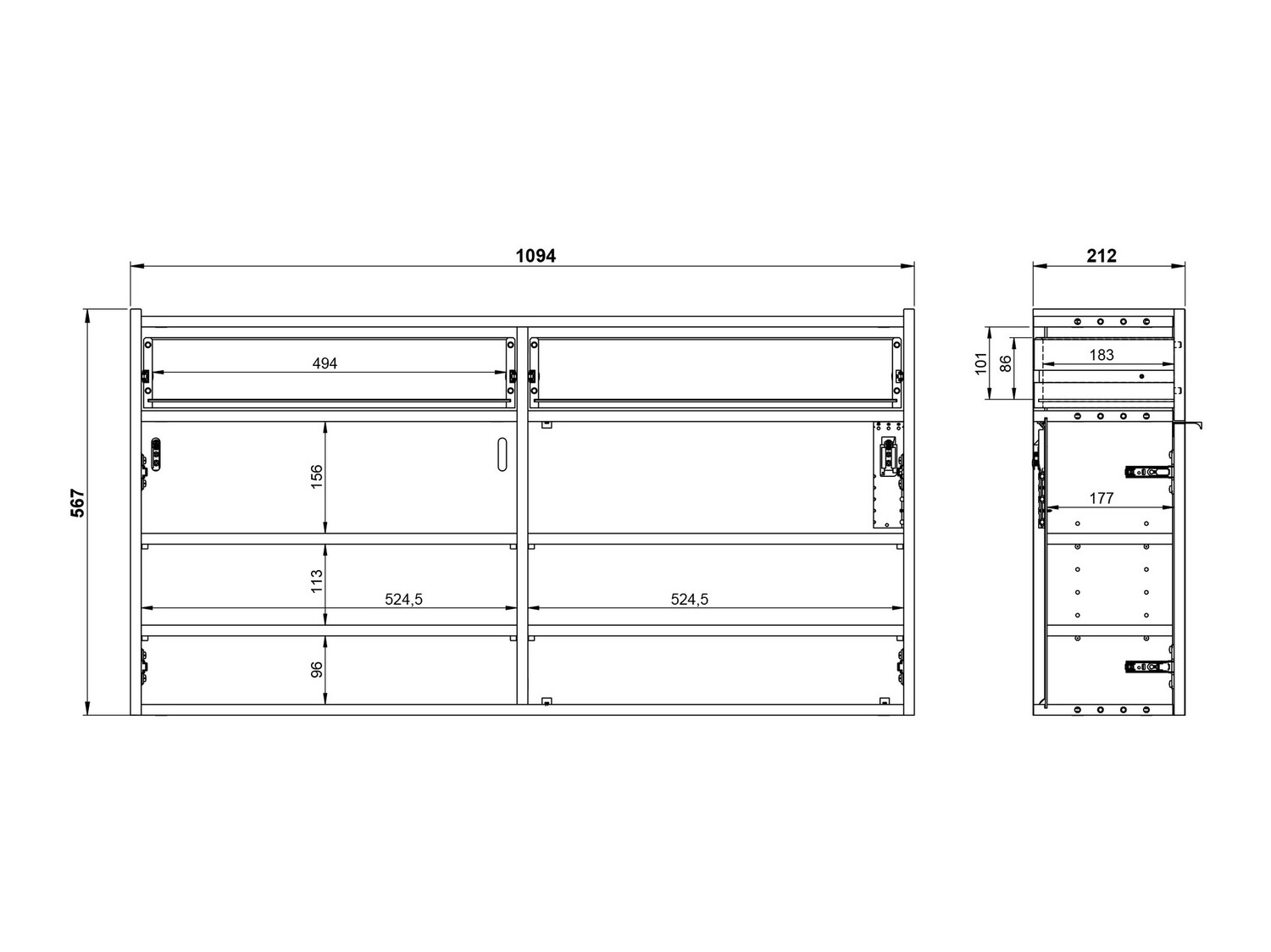 Set za hodnik Cirsale 106 (Graphite + Navarra hrast)