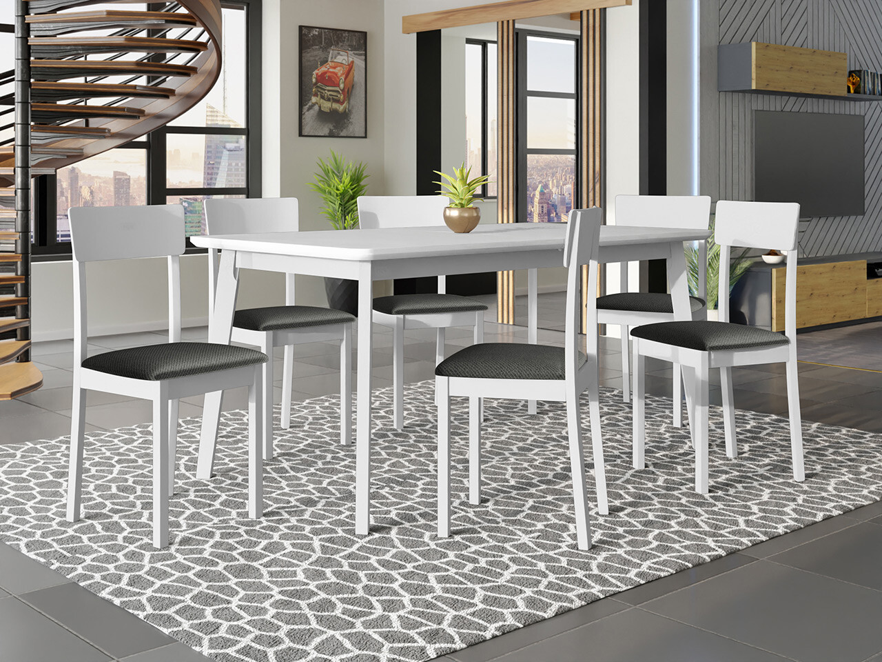 Trpezarijski set Victorville 350 (Belo)