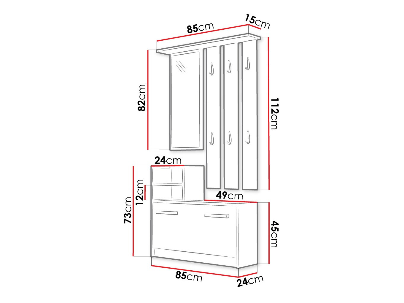 Set za hodnik Mandeville 100 (Belo)