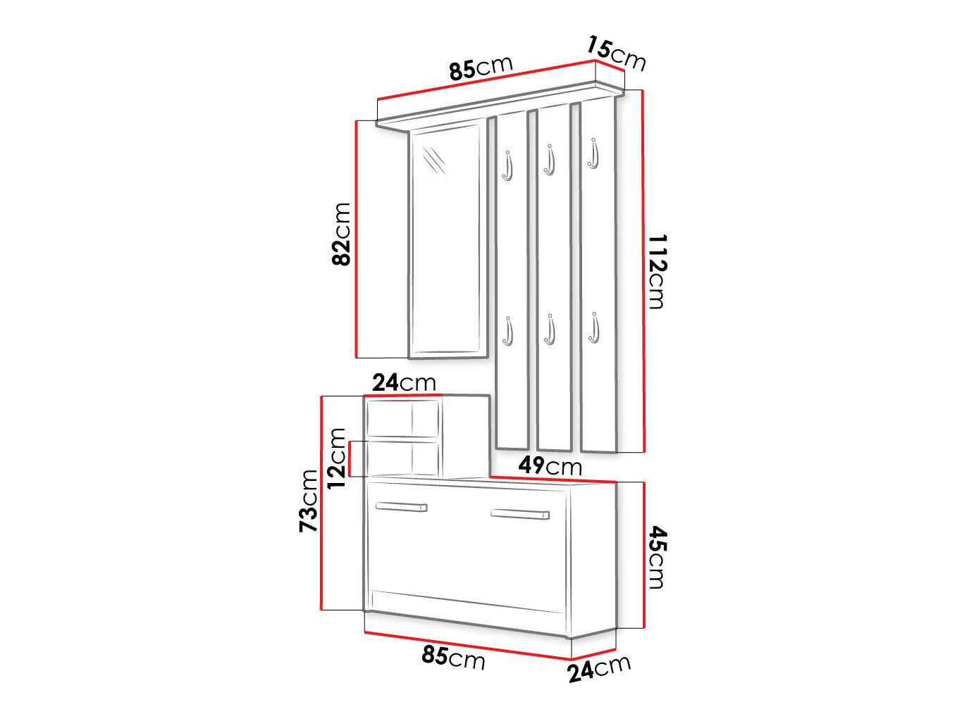 Set za hodnik Mandeville 100 (Crno)