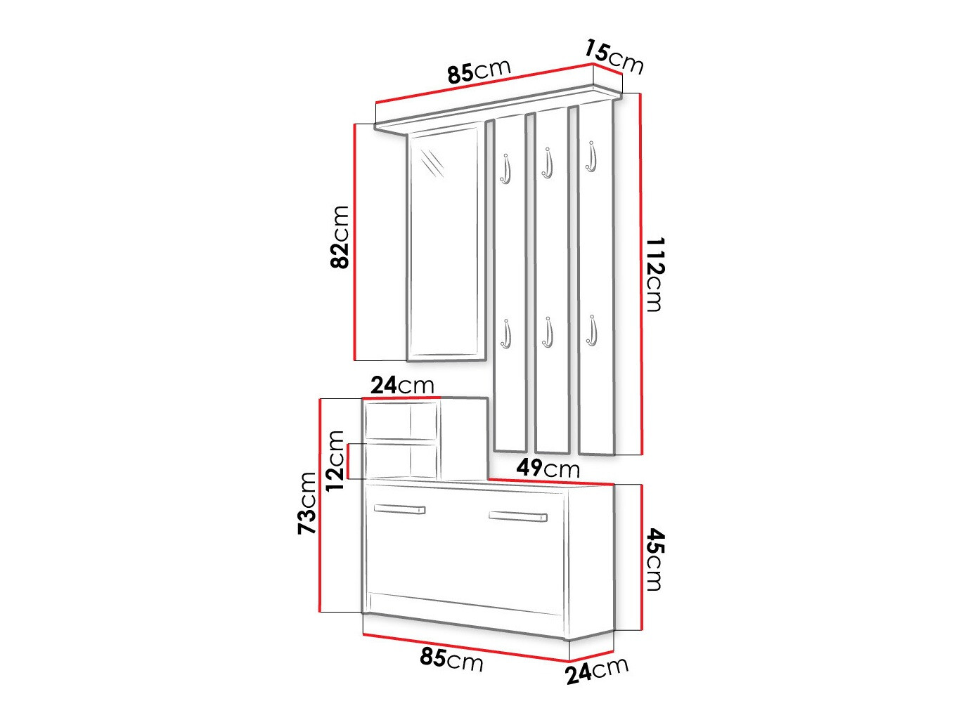 Set za hodnik Mandeville 100 (Sonoma hrast)