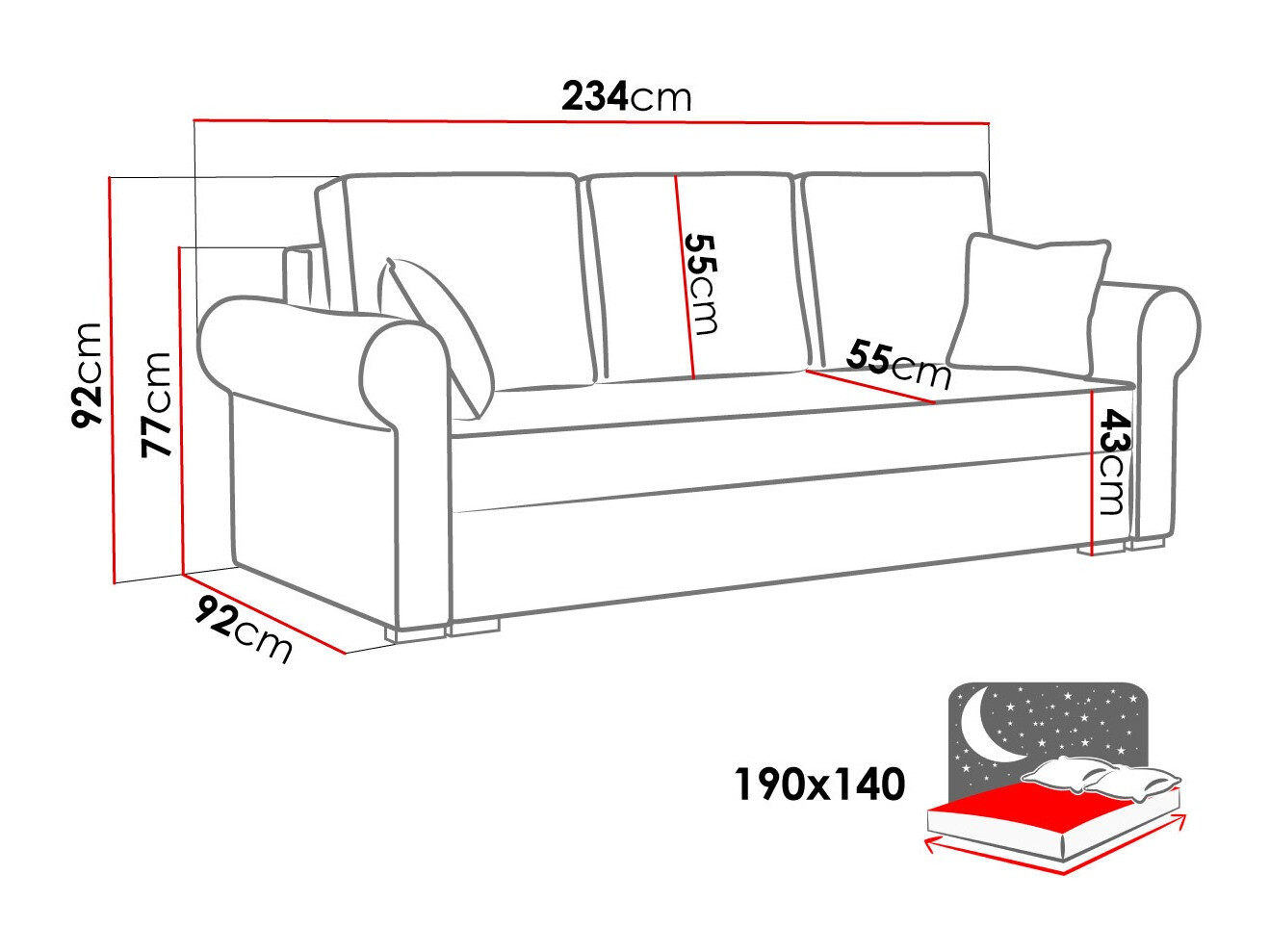 Sofa na razvlačenje Columbus 130 (Mono 232)