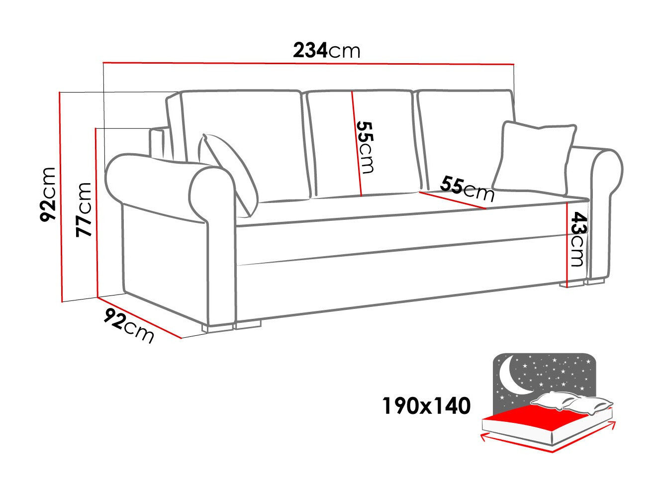 Sofa na razvlačenje Columbus 130 (Mono 241)