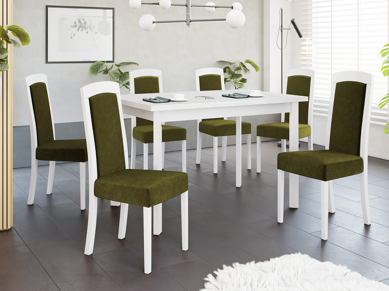 Trpezarijski set Victorville 351 (Belo)