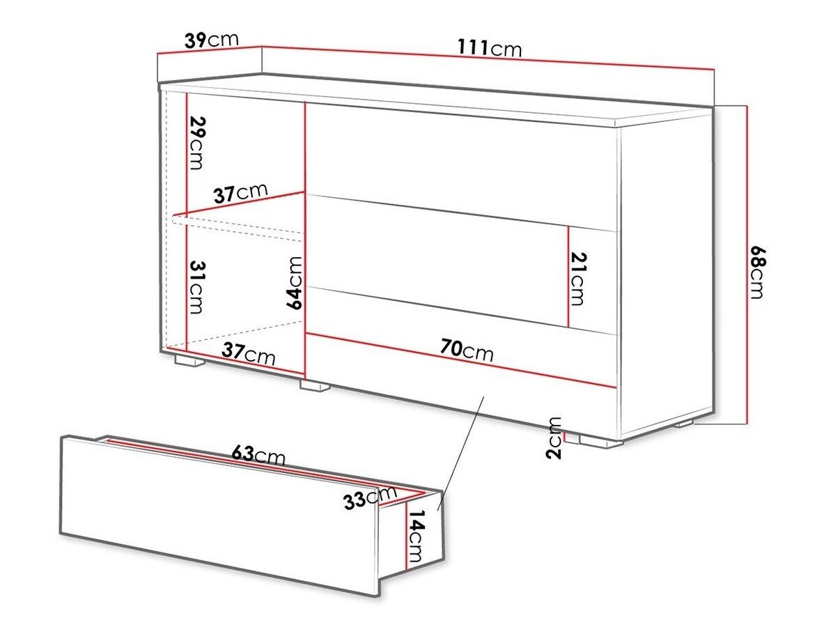 Komoda Sarasota 128 (Belo + Sjajno belo)