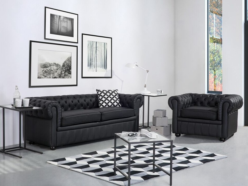 Set tapaciranog nameštaja Česterfild Cirdoro 112 (Crno)