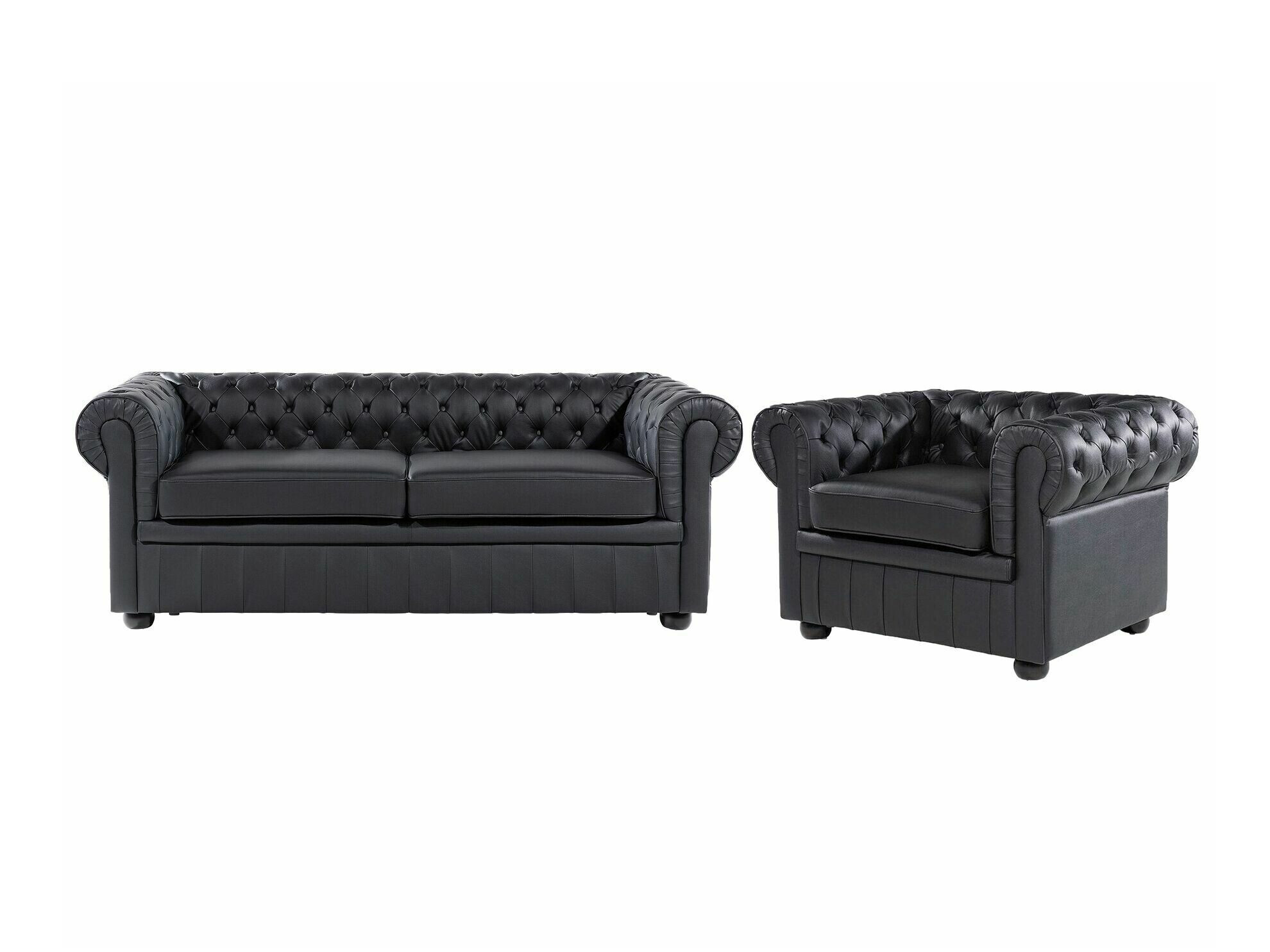 Set tapaciranog nameštaja Česterfild Cirdoro 112 (Crno)