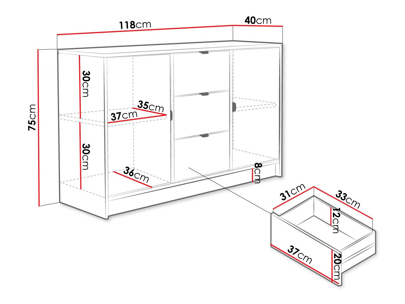 Komoda Comfivo Larmire 101 (Belo)