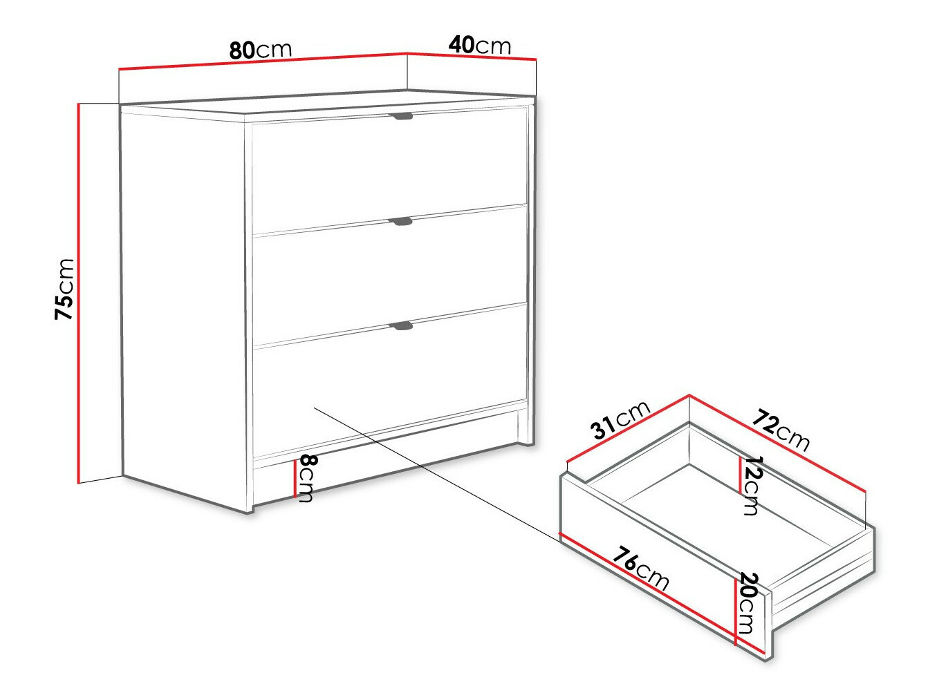 Komoda Comfivo Larmire 102 (Belo)