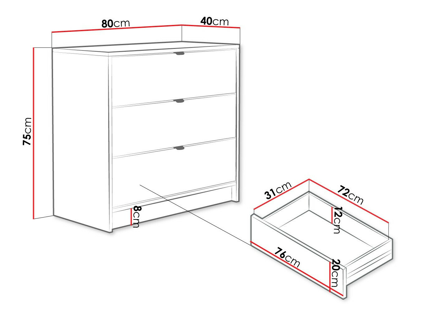 Komoda Comfivo Larmire 102 (Crno)