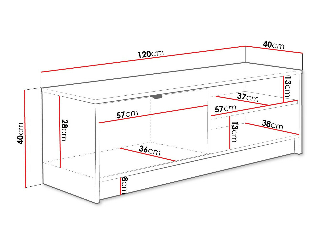 TV komoda Comfivo Larmire 103 (Belo)