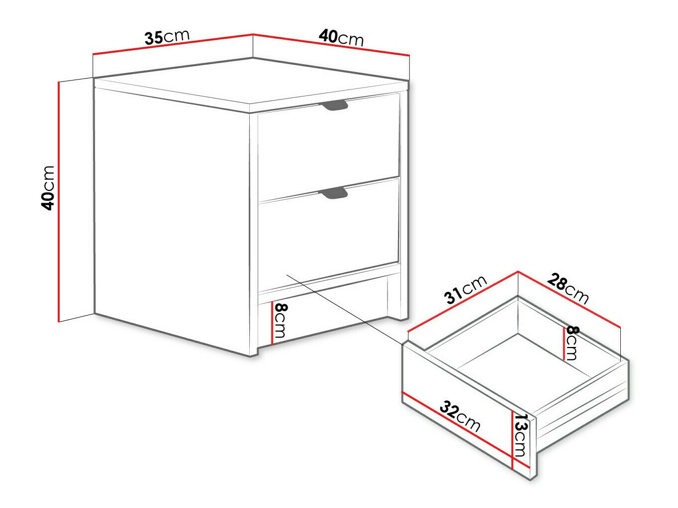 Noćni ormarić Comfivo Larmire 106 (Crno)