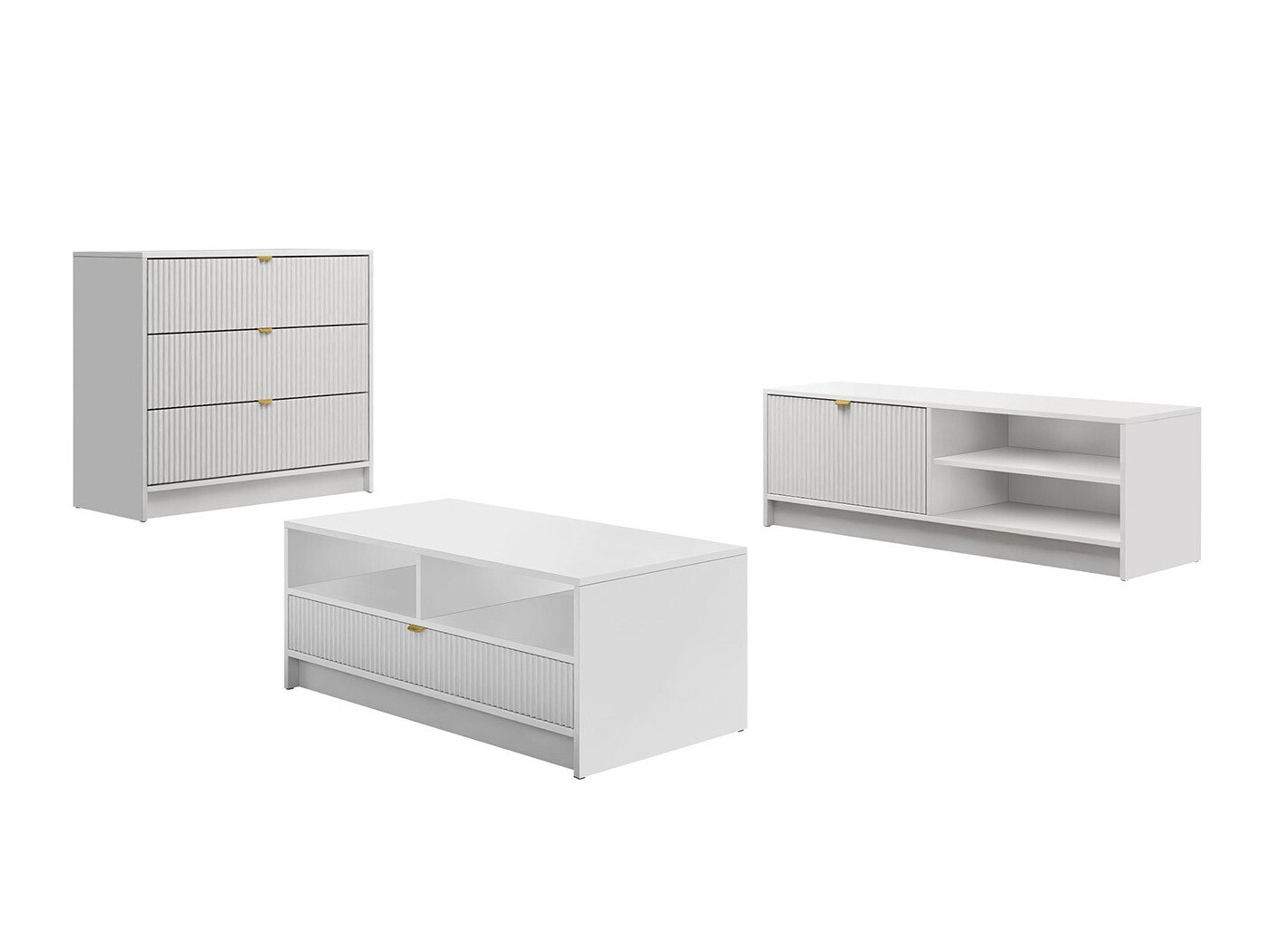 Set za dnevnu sobu Comfivo Larmire 108 (Belo)