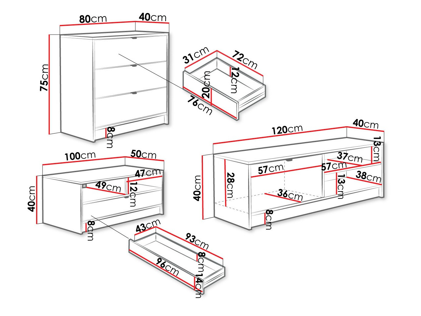 Set za dnevnu sobu Comfivo Larmire 108 (Belo)