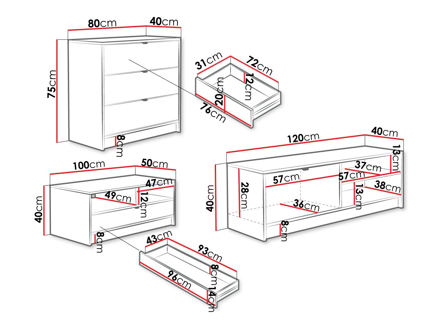 Set za dnevnu sobu Comfivo Larmire 108 (Crno)