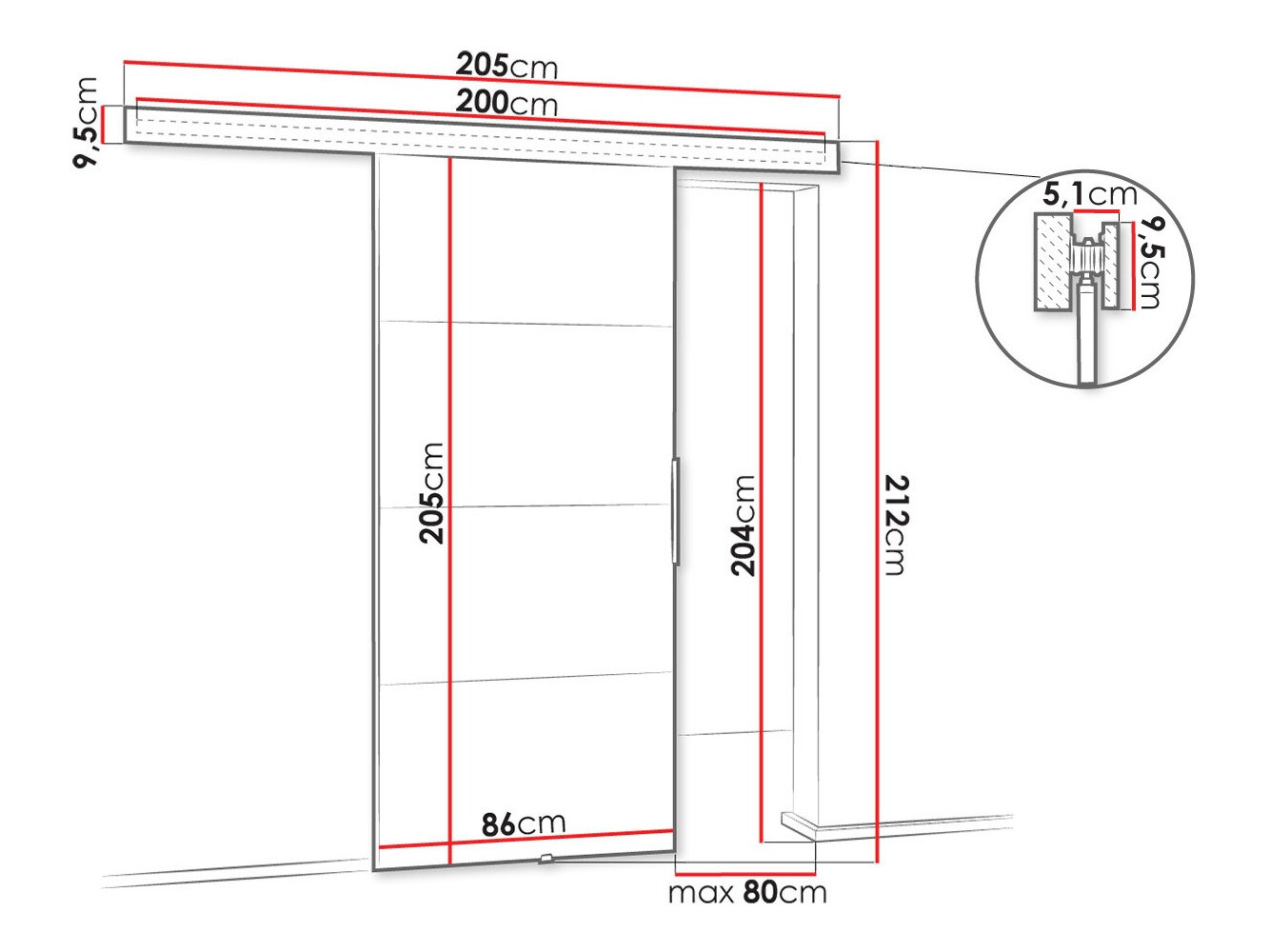 Klizna vrata Dover 144 (Tamni jasen)
