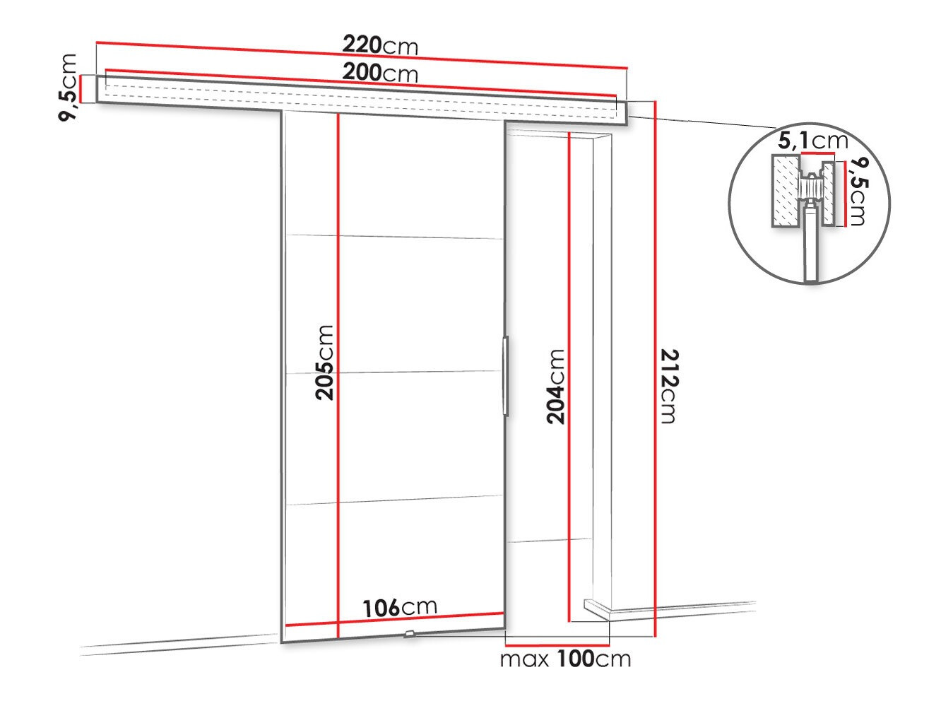 Klizna vrata Dover 146 (Sonoma hrast)