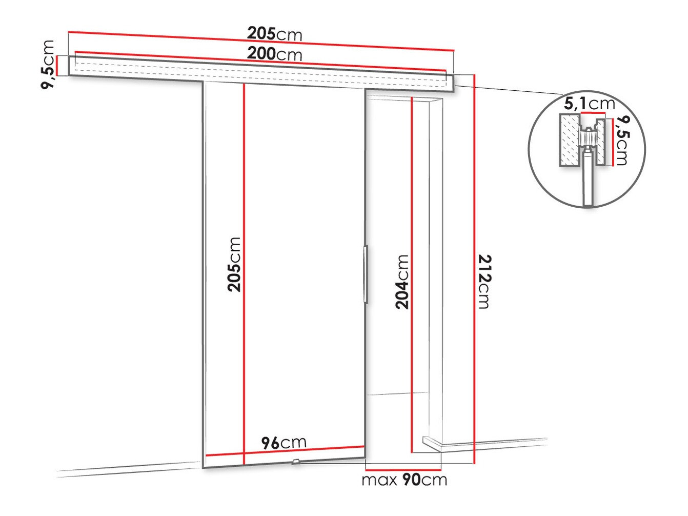 Klizna vrata Dover 142 (Sonoma hrast)