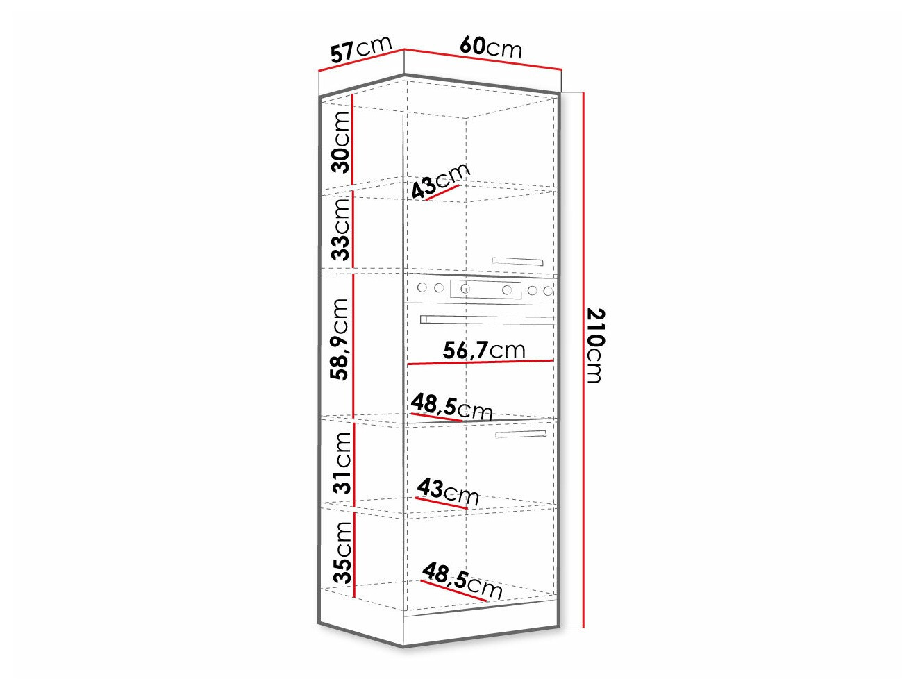 Modularni ormar za ugradne uređaje Multi Grey 100