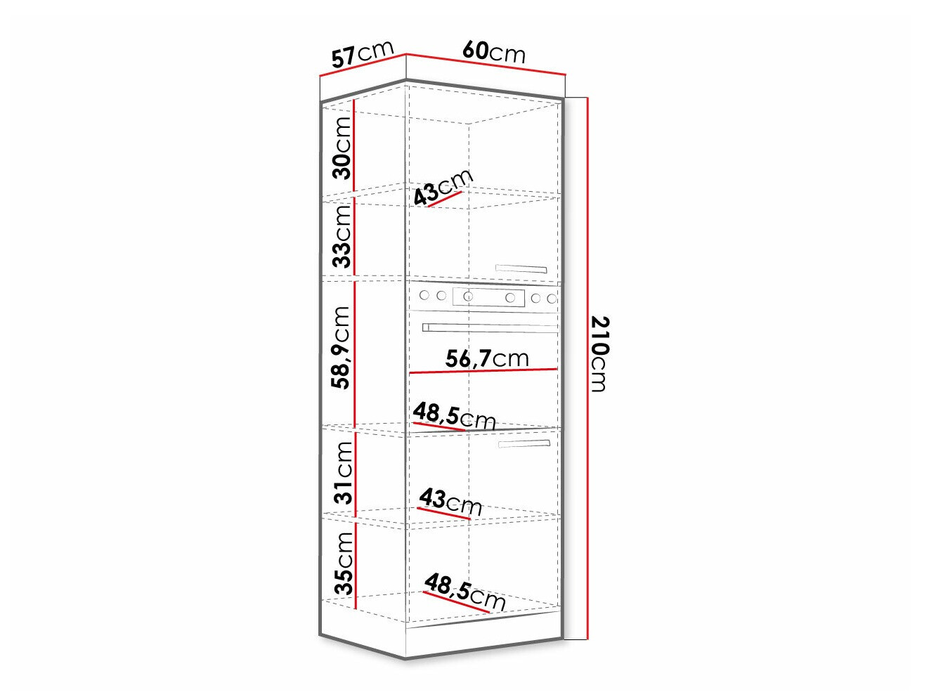 Modularni ormar za ugradne uređaje Multi White 100