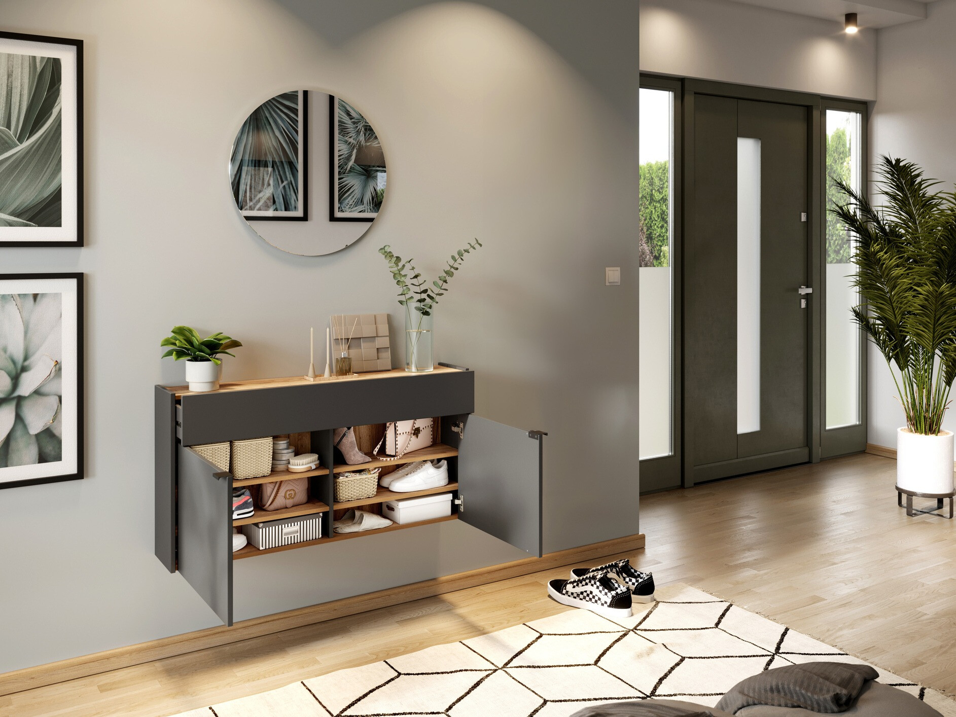 Set za hodnik Cirsale 106 (Graphite + Navarra hrast)