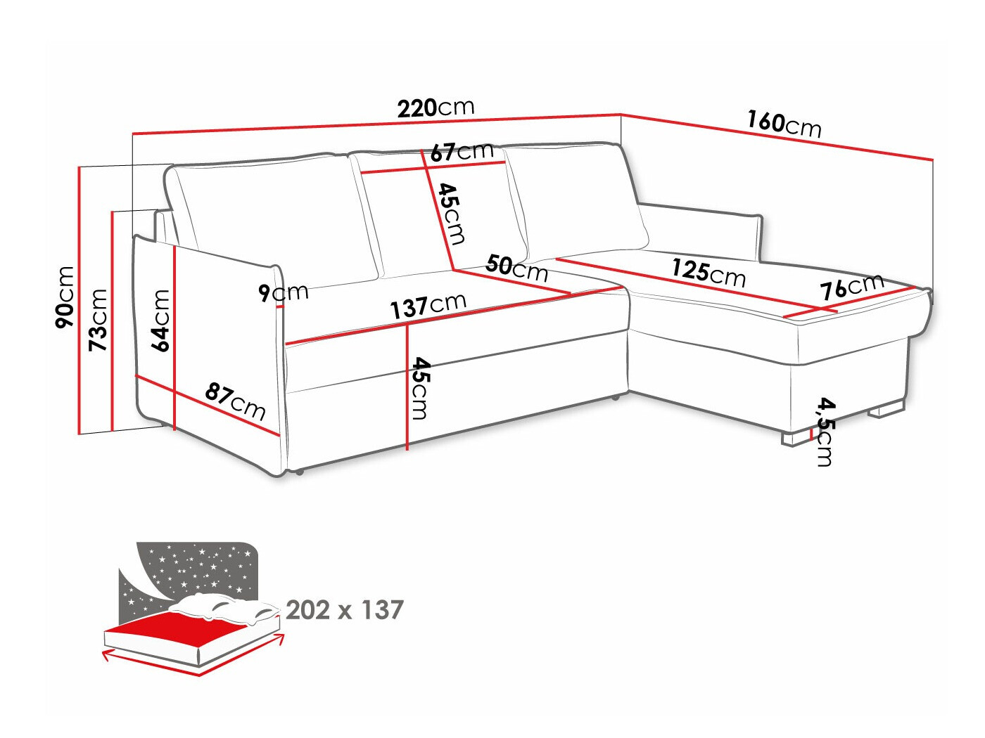 Ugaona sofa Columbus 208 (Neve 16)