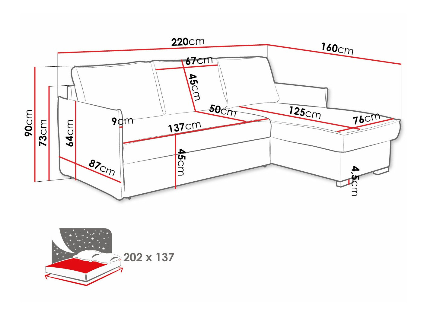 Ugaona sofa Columbus 208 (Poso 110)