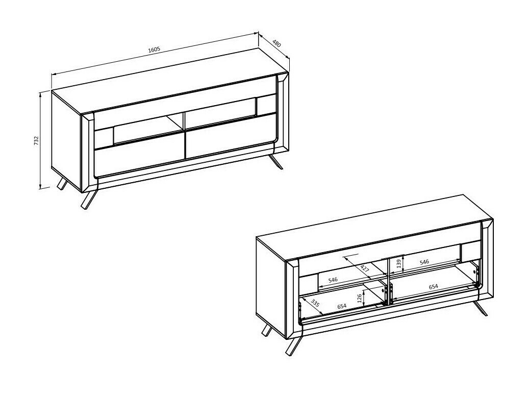 TV komoda Sovera 105 (Orah + Sjajno crna)
