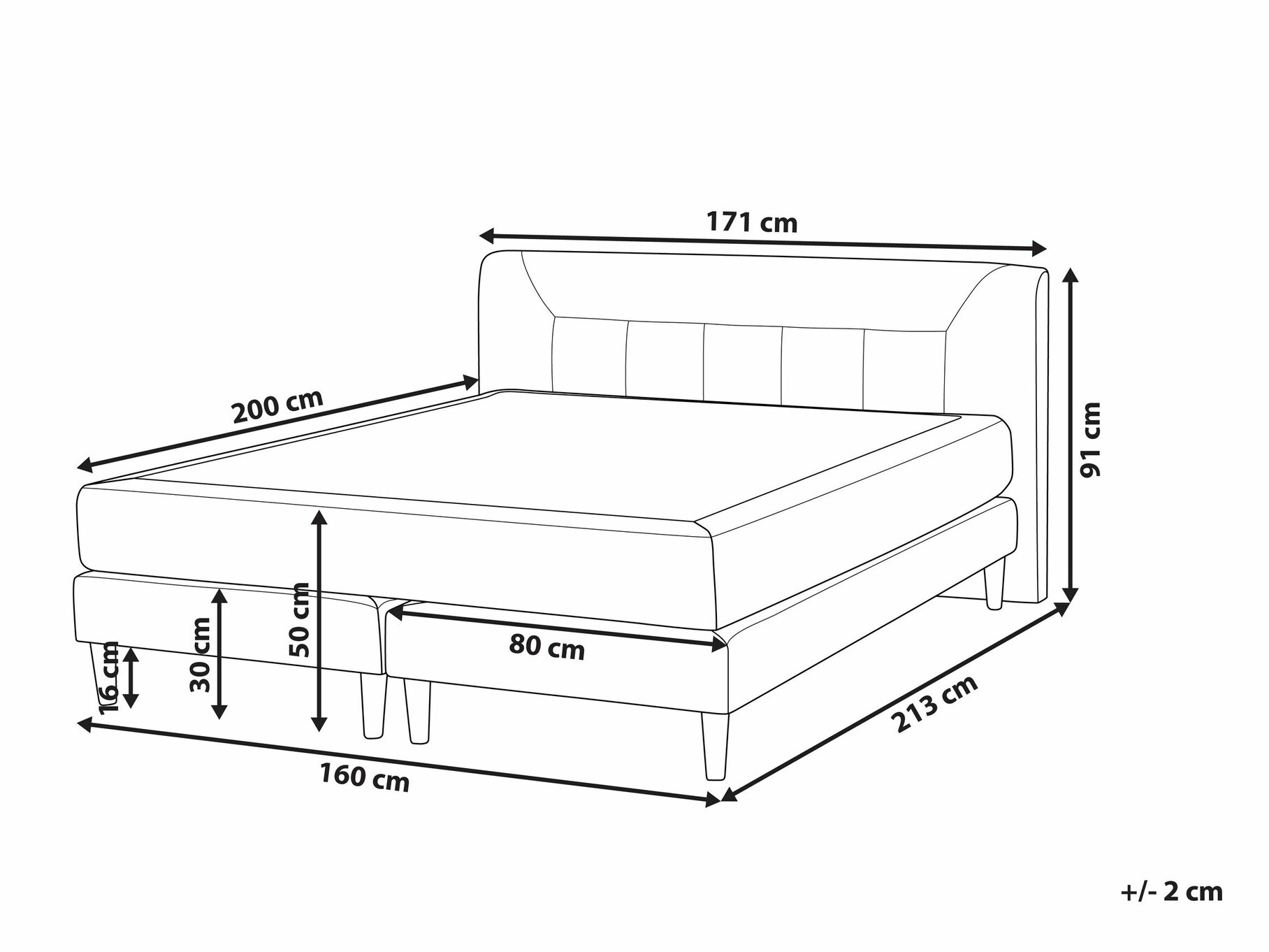 Boxspring krevet Berwyn 1274 (Sivo)