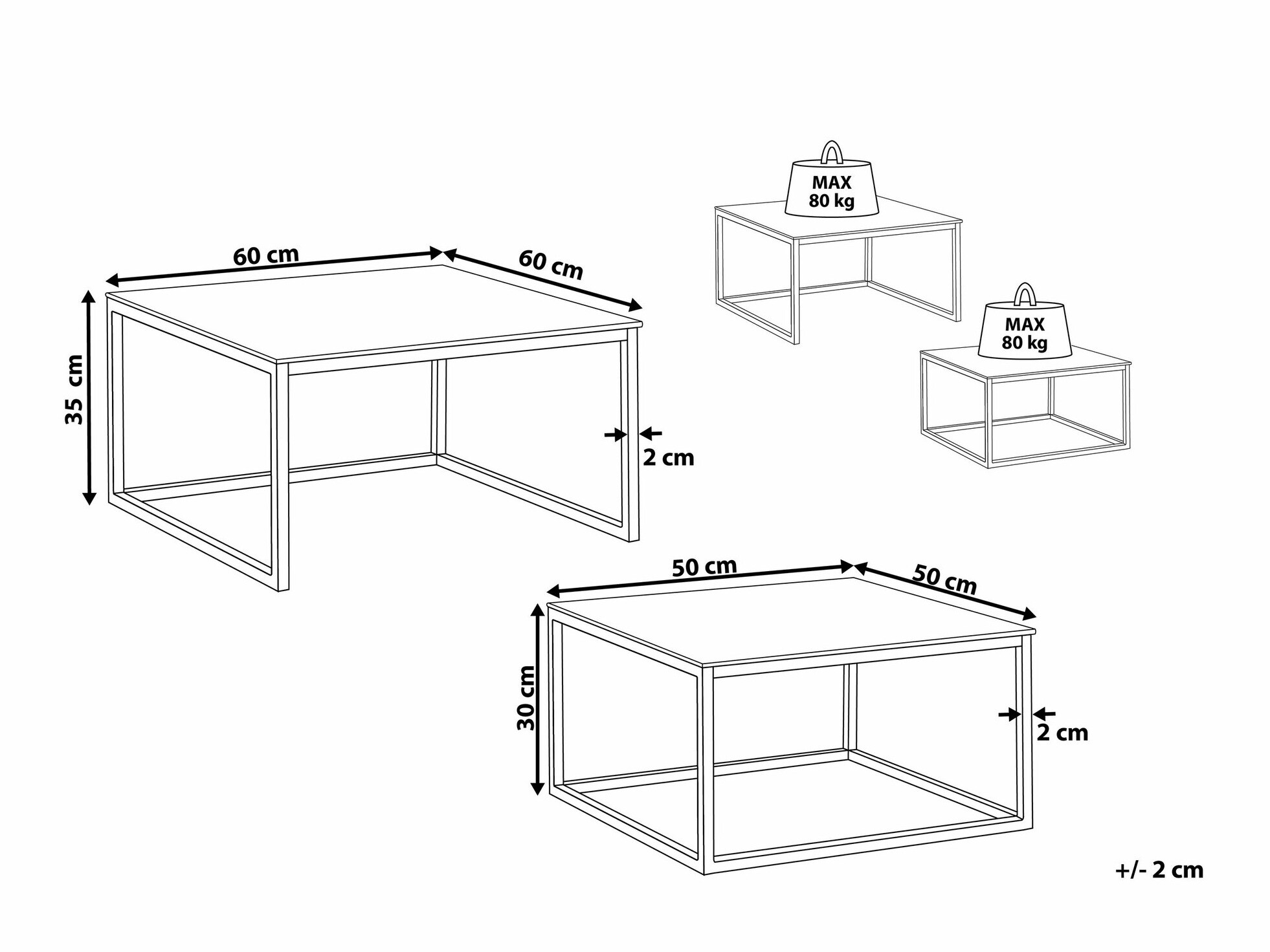 Set stočića za kafu Berwyn 1283 (Belo + Srebrna)