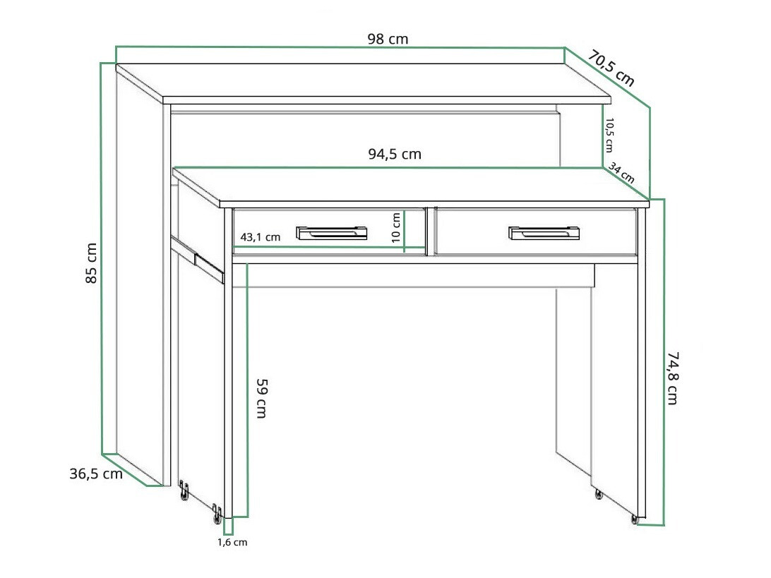 Kancelarijski sto Gilroy 103 (Belo + Crna visoki sjaj)