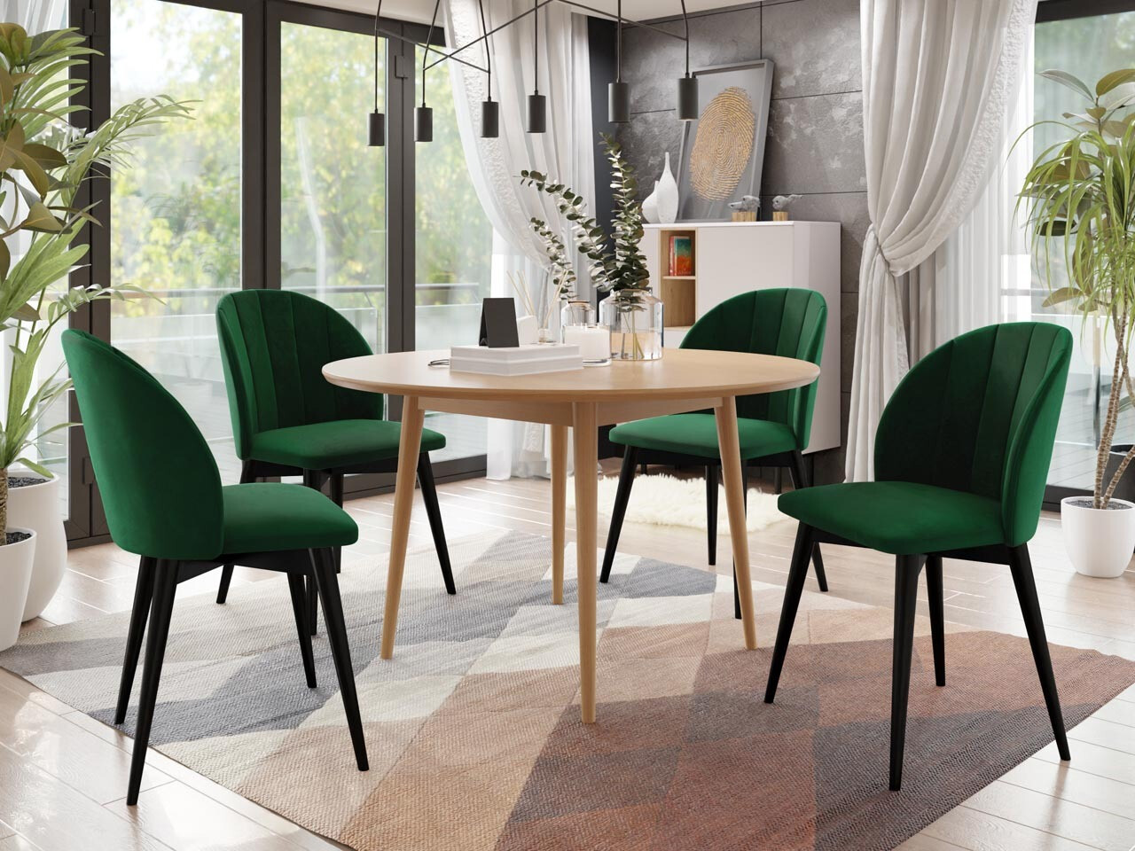 Trpezarijski set Racine 127 (Crno + Magic Velvet 2225)