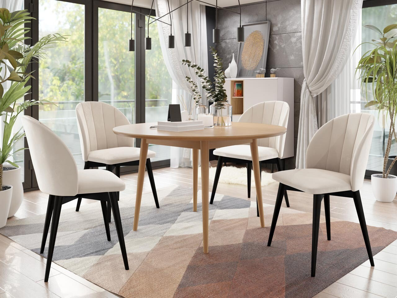 Trpezarijski set Racine 127 (Crno + Magic Velvet 2250)