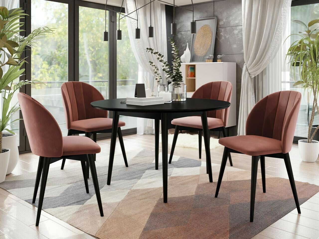 Trpezarijski set Racine 127 (Crno + Magic Velvet 2258)