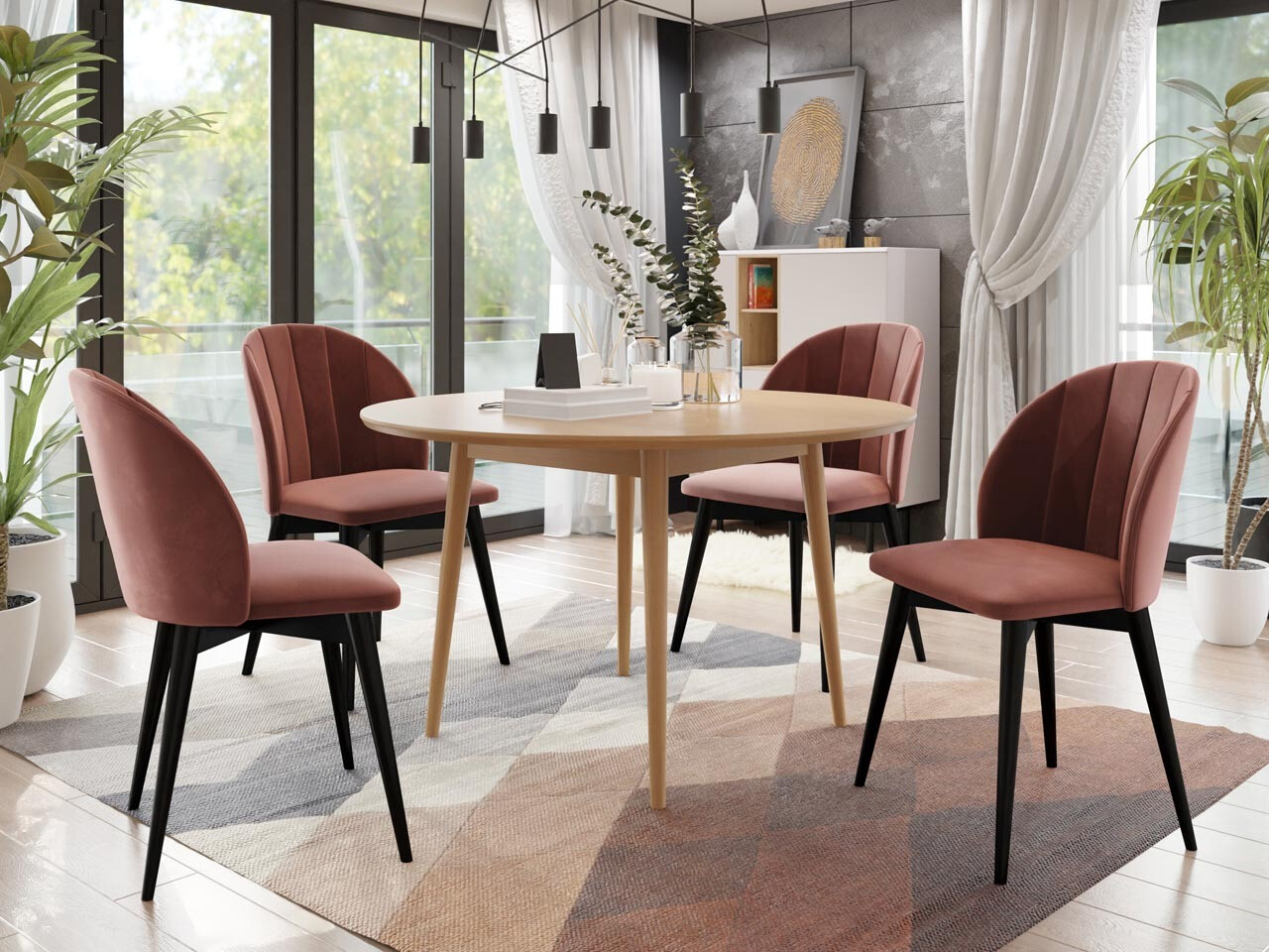 Trpezarijski set Racine 127 (Crno + Magic Velvet 2258)