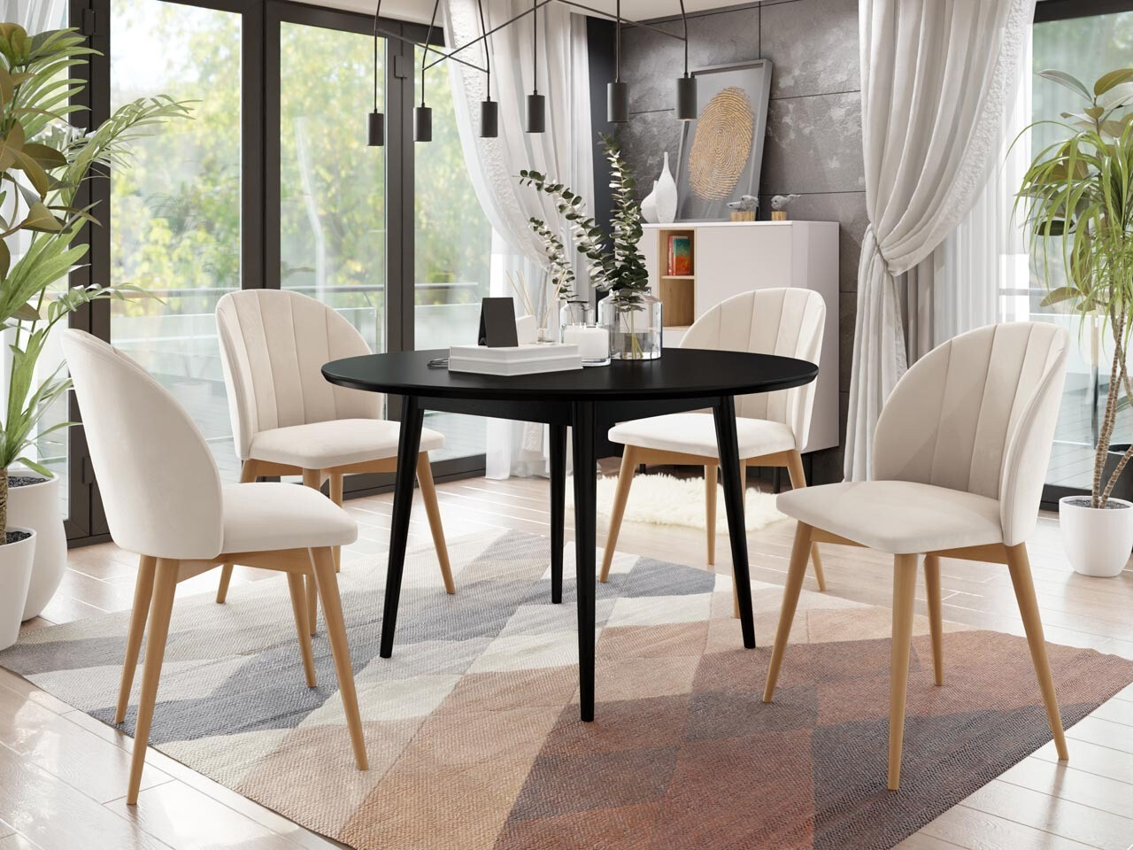 Trpezarijski set Racine 127 (Smeđa + Magic Velvet 2250)