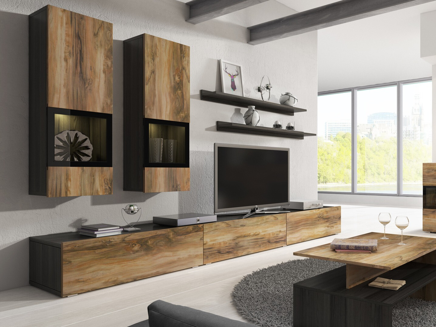 TV komoda Serodeu 105 (Orah + Tamno smeđa)
