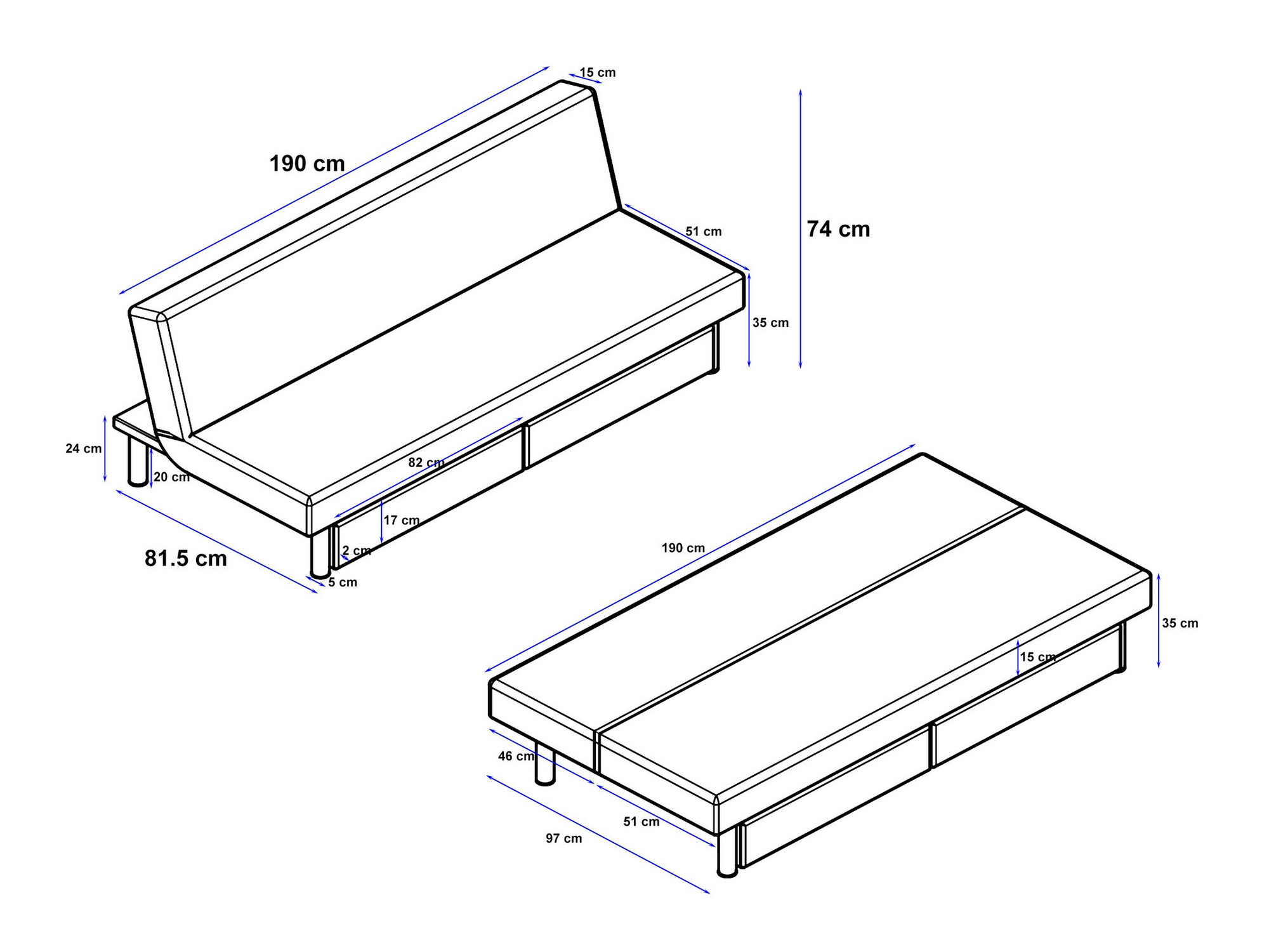 Sofa na razvlačenje Denton 1223 (Svetloosiva)