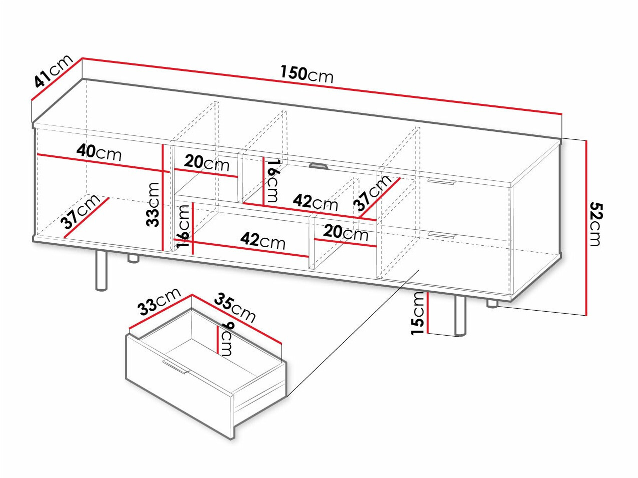 TV sto Virdomi 105 (Crno)