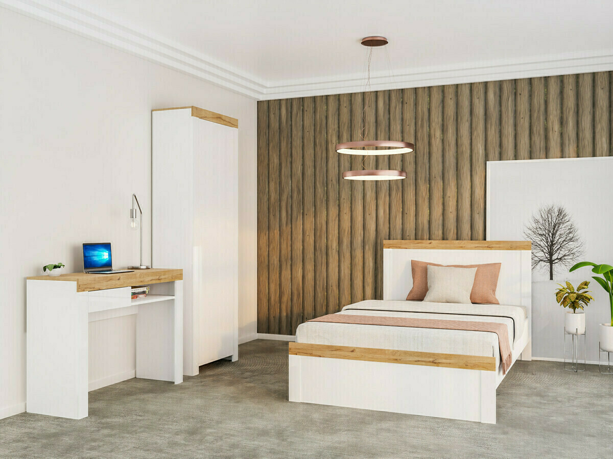 Krevet Sonsoru 138 (Belo + Hrast)